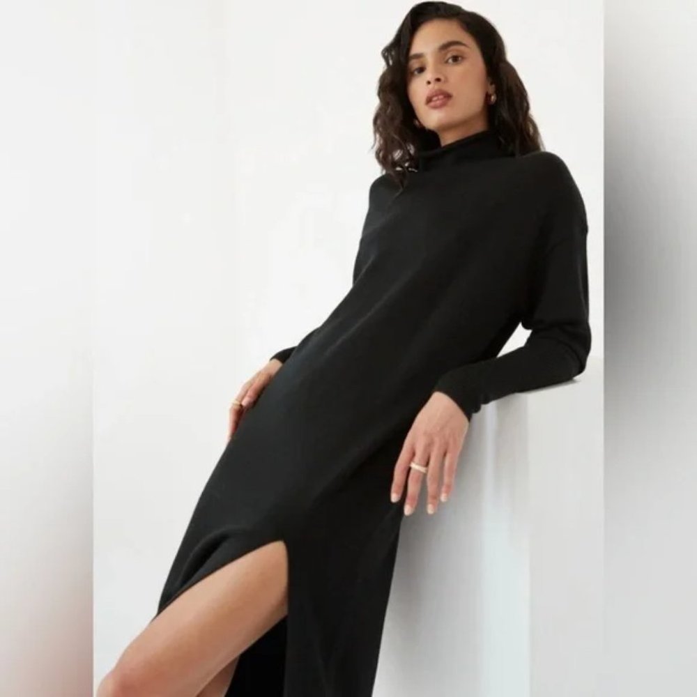 Aritzia Wilfred Cyprie Merino Wool Mock Neck Chalet Sweater Midi Dress Sz XS - Picture 1 of 11